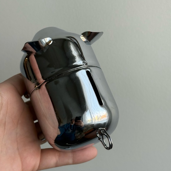 Pig Piggy Bank Metal Made in Hong Kong Minimalist Vintage Decor MCM - Picture 10 of 11